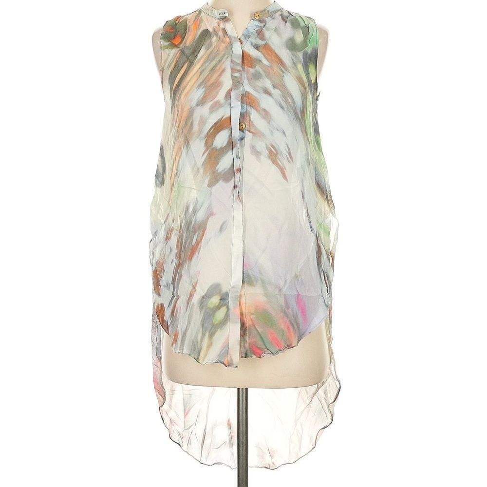 Leifsdottir for‎ Anthropologie Multicolor Abstract Sheer Blouse
